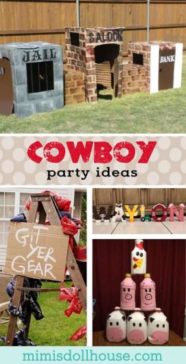 Cowboy Party Ideas: How to throw a Western-themed Party.  Have a little buckaroo who loves to play cowboy?  Why not throw him a Cowboy themed party?  I'm sharing some fun cowboy party ideas for to make your western party as wild as it is west!!  Looking for cowboy themed desserts?  Be sure to check out this Wild West Party, Cowboy Party and all our cowboy inspiration and ideas!