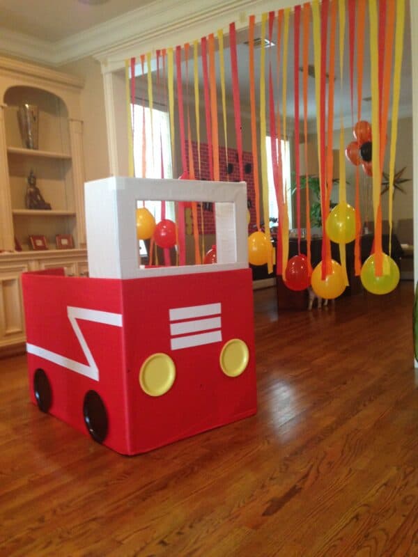 Paper streamer flames Fire fighter birthday party, Fire truck party, Fireman birthday