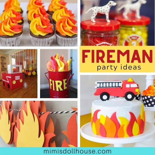 Paper streamer flames  Fire fighter birthday party, Fire truck party,  Fireman birthday