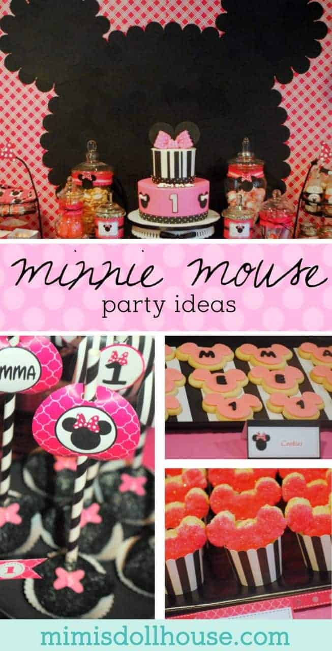 Minnie Mouse Party: Modern Pink Minnie Mouse Birthday. Here is a fun twist on the classic Minnie Mouse birthday with some black and white and pretty pink! There is nothing quite like hot pink and Minnie Mouse! #minnie #minniemouse #birthday #girl #party #partyideas #parties #diy #kids #crafts