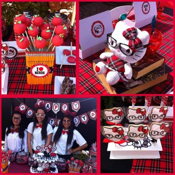 Hello Kitty Party: Allie's Nerd Hello Kitty Birthday Bash.  Have a tween who loves nerdy Hello Kitty?  Why not throw a Hello Kitty party, nerd style?  Be sure to check out all of our Hello Kitty inspired party ideas! #hellokitty #nerd #party #parties #partyideas #girls #birthday #diy