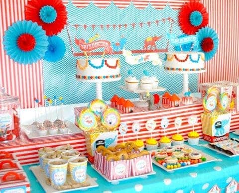 Circus Party: Come one, come all to the Birthday Circus.  Step right up for a Birthday Circus Party!  Be sure to check out all our Circus Party Ideas!! #circus #party #partyideas #parties #birthday #kids