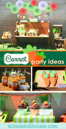 Easter Party...carrot themed:) Looking for a fun, kid-friendly Easter party idea? How about an bright green and orange carrot party? Check out all the fun details!!! #easter #party #partyideas #parties #holiday #baking #carrot #kids