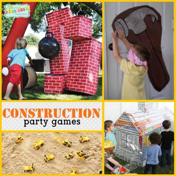 Looking for some fun construction themed party games for your construction birthday party? This post is full of awesome construction party games and activities.