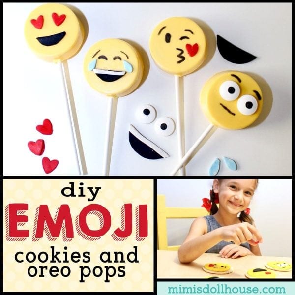 Emoji Birthday Party: DIY Emoji Oreo Pops and DIY Emoji Cookies.  If you are thinking about throwing an emoji birthday party for your little one, we have some easy tutorials for making your own emoji cookies and emoji oreo pops. #parties #holiday #kidbirthday #birthdays #diyandcrafts #baking #emoji #birthdayparty #emojiparty #emojis