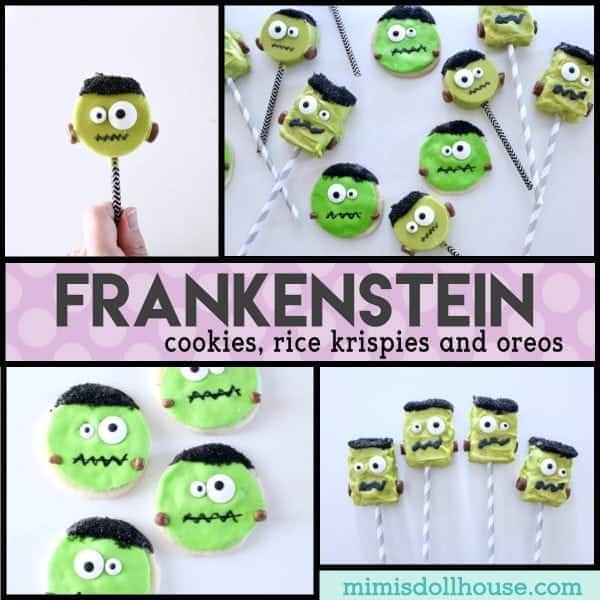 Halloween: Frankenstein Oreos, Rice Krispies, and Cookies DIY.  Bring your party to life with some Frankenstein Oreos, Frankenstein Rice Krispies, and Frankenstein cookies!!! #halloween #frankenstein #parties #party #holiday #baking #dessert #treats #partyideas #kidparties