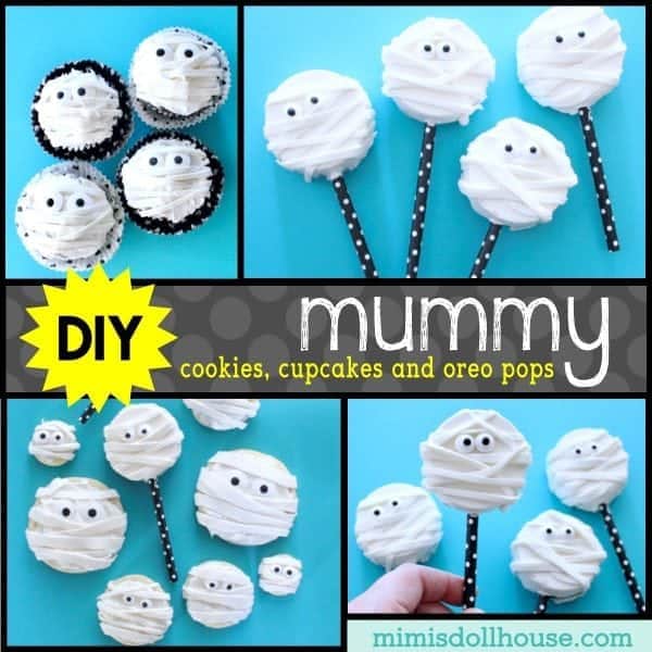 Halloween: Mummy Cupcakes, Cookies & Oreo Pops, OH MY! Get all wrapped up in some sugary Halloween fun with these Mummy Cookies, Mummy Cupcakes & Mummy Oreo Pops! #parties #halloween #baking #mummy #desserts #holiday #cupcakes
