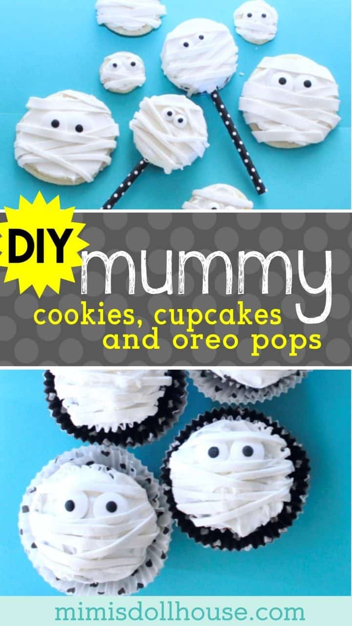 Halloween: Mummy Cupcakes, Cookies & Oreo Pops, OH MY! Get all wrapped up in some sugary Halloween fun with these Mummy Cookies, Mummy Cupcakes & Mummy Oreo Pops! #parties #halloween #baking #mummy #desserts #holiday #cupcakes