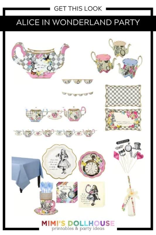 Alice in Wonderland Decorations Party Bunting alice in wonderland party  supplies Tea Party Garden Party Birthday Printables